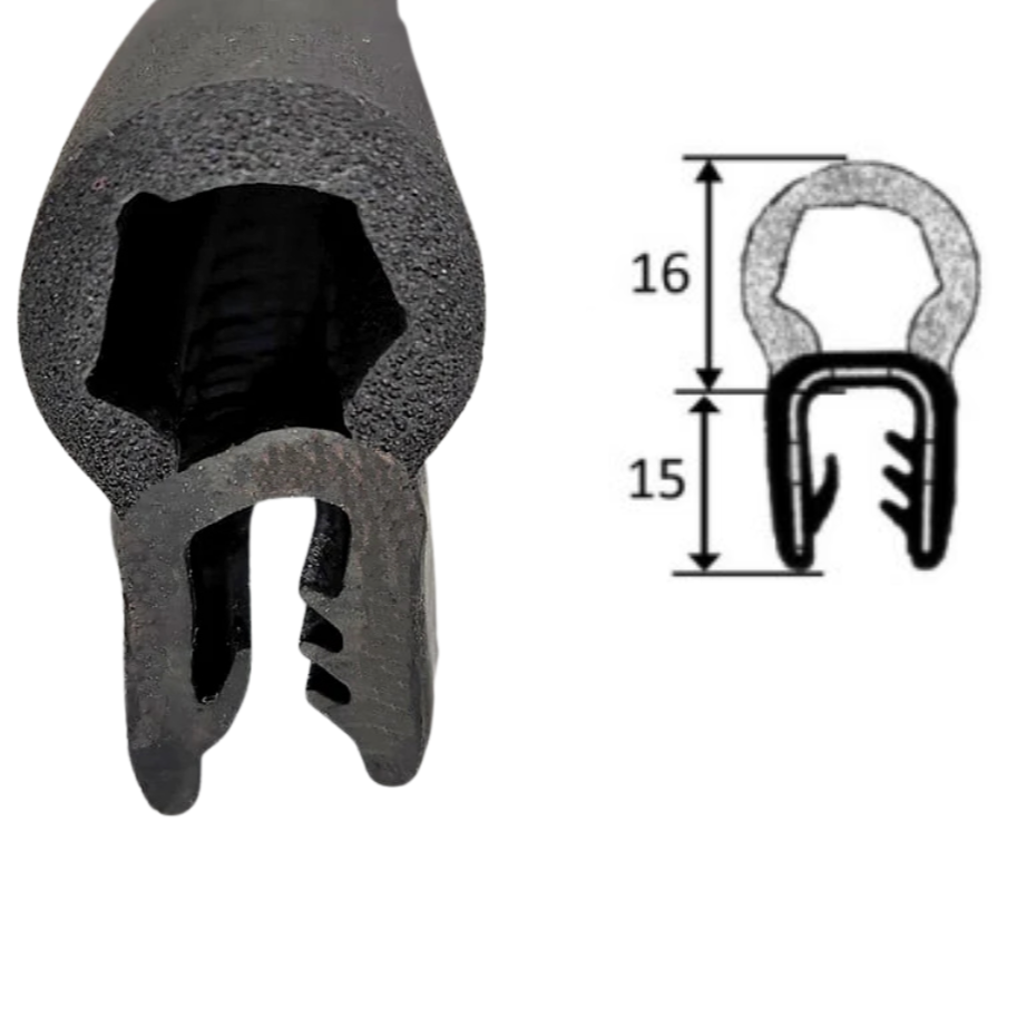 TSEC 032 EPDM Top Seal Edge Trim with Self Grip - The Seal Extrusion Company LTD