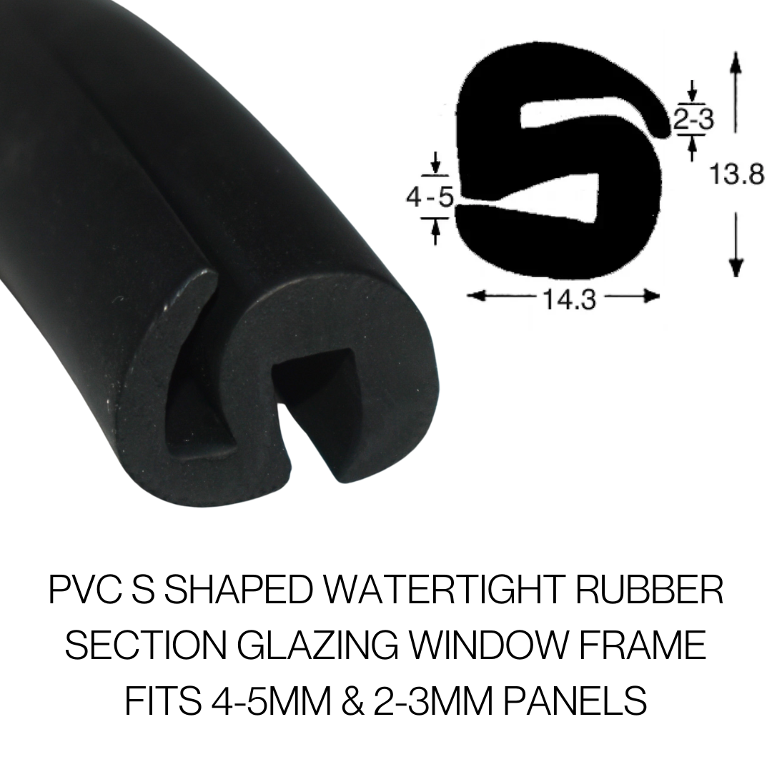 TSEC 884-4.5M EPDM S SHAPED RUBBER SECTION GLAZING SEAL - The Seal Extrusion Company LTD