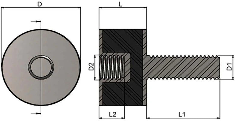 M8 Anti Vibration Mount Rubber Shock Absorber 30mm x 30mm Male Female Thread Isolator - The Seal Extrusion Company LTD