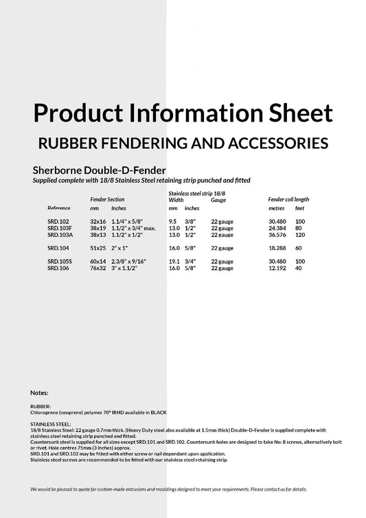 Double-D-Fender / Rub Rails - Made to Order - The Seal Extrusion Company LTD