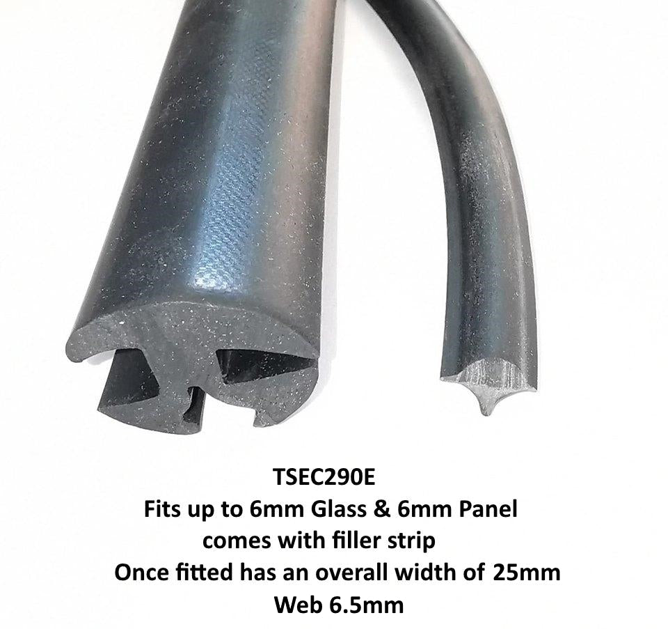 TSEC290E Glazing Rubber - Weatherstrip Complete with Filler Strip - The Seal Extrusion Company LTD