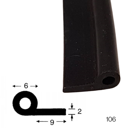 TSEC 106 Rubber 'P' profile Trim Seal - The Seal Extrusion Company LTD