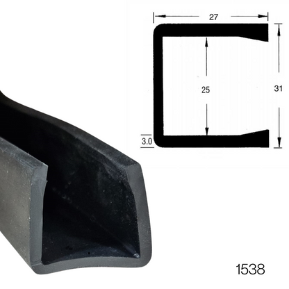 TSEC 1538 Large Square Channel EPDM Rubber (3mtr Lengths) - The Seal Extrusion Company LTD
