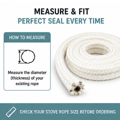 Fire Rope Seal – Soft Glass Fibre Stove Door Seal (550°C Heat Resistant) 50m Coil - The Seal Extrusion Company LTD