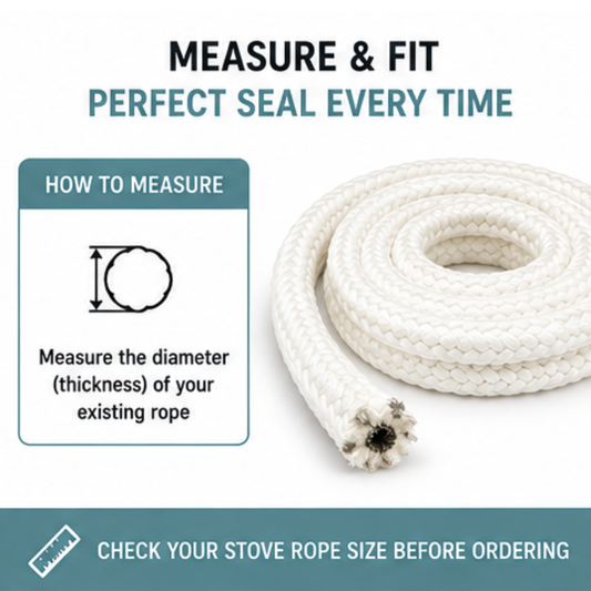 Fire Rope Seal – White Glass Fibre Stove Door Rope (550°C Heat Resistant)