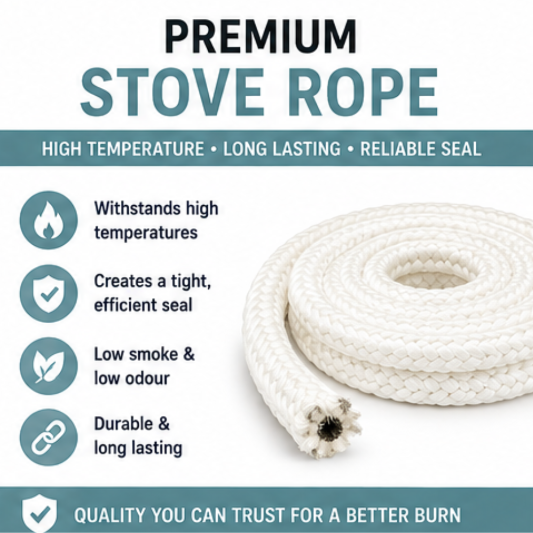 Fire Rope Seal – Soft Glass Fibre Stove Door Seal (550°C Heat Resistant) 50m Coil - The Seal Extrusion Company LTD