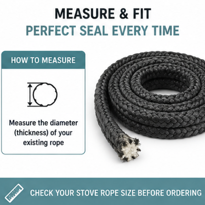 Fire Rope Seal – Soft Black Glass Fibre Stove Door Seal (550°C Heat Resistant)
