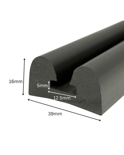 Flexible PVC Double D fender with 39mm base. Non-marking, UV-stable & UK made for reliable boat and dock protection.