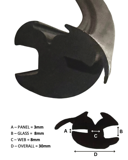 TSEC 6710 Claytonrite® Glazing Rubber with Filler Strip – PVC Window Seal for Cars, Vans & Boats