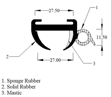 CARAVAN OPENING WINDOW RUBBER FOR 27MM PANEL (TSEC-CRS03)