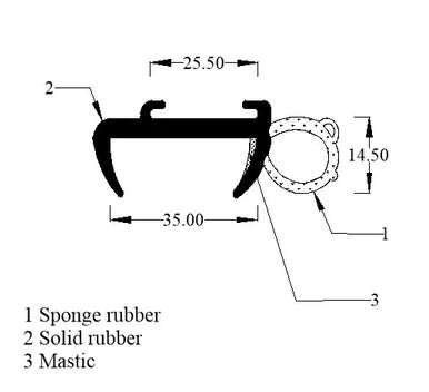 CARAVAN OPENING WINDOW RUBBER FOR 35MM PANEL (TSEC-CRS32)