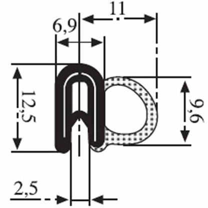 Small Universal Rubber Edge Trim - TSEC111000500 | Durable, Flexible, and Easy to Install