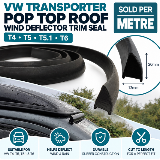 Campervan Pop Top Roof Wind Deflector Rubber Trim 20mm x 12mm