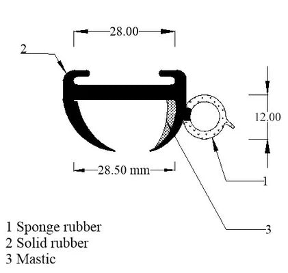 CARAVAN OPENING WINDOW RUBBER FOR 28.5MM PANEL (TSEC-CRS11)