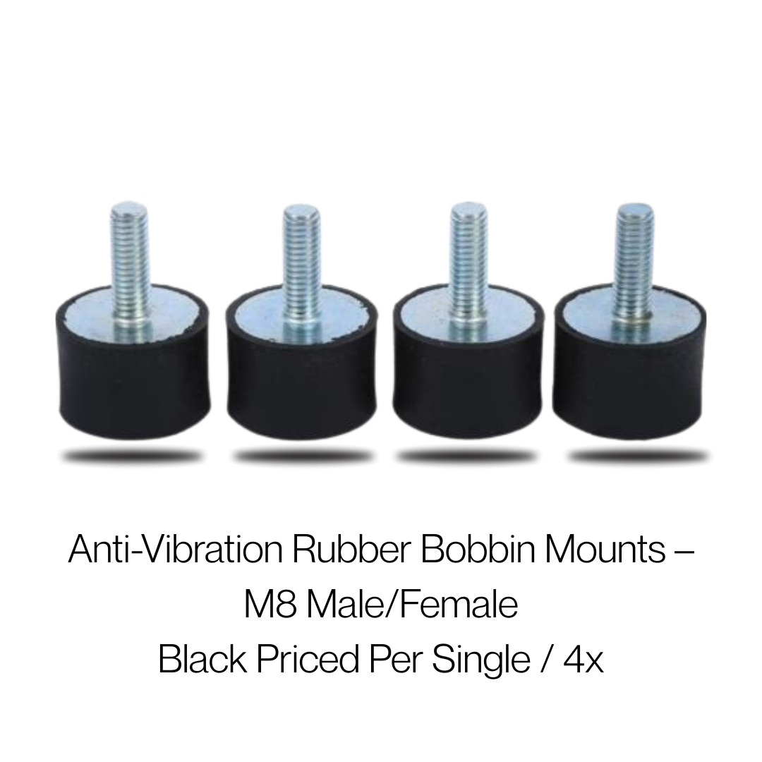 M8 Anti-Vibration Mount Male-Female – 25mm x 25mm Rubber Bobbin Mount (55 Shore)