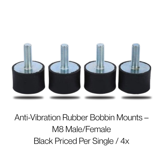 M8 Anti-Vibration Mount Male-Female – 25mm x 25mm Rubber Bobbin Mount (55 Shore)