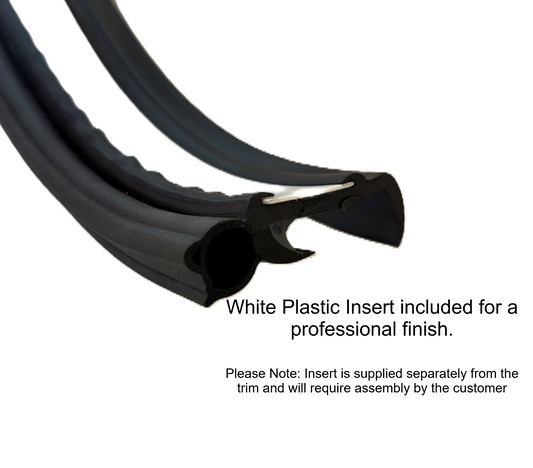 Caravan & Motorhome Window Seal – 27mm Panel - 11mm Sealing Bulb -White or Grey Plastic insert strip