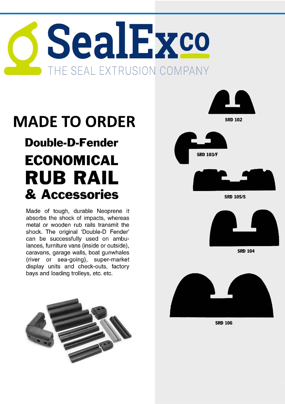 Double-D-Fender / Rub Rails - Made to Order - The Seal Extrusion Company LTD