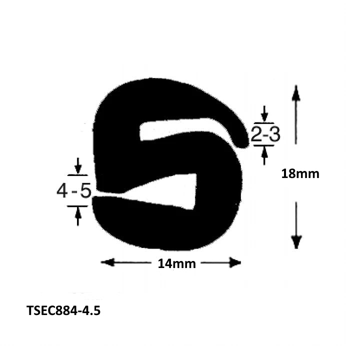 TSEC884-4.5 S TYPE GLAZING SEAL - The Seal Extrusion Company LTD