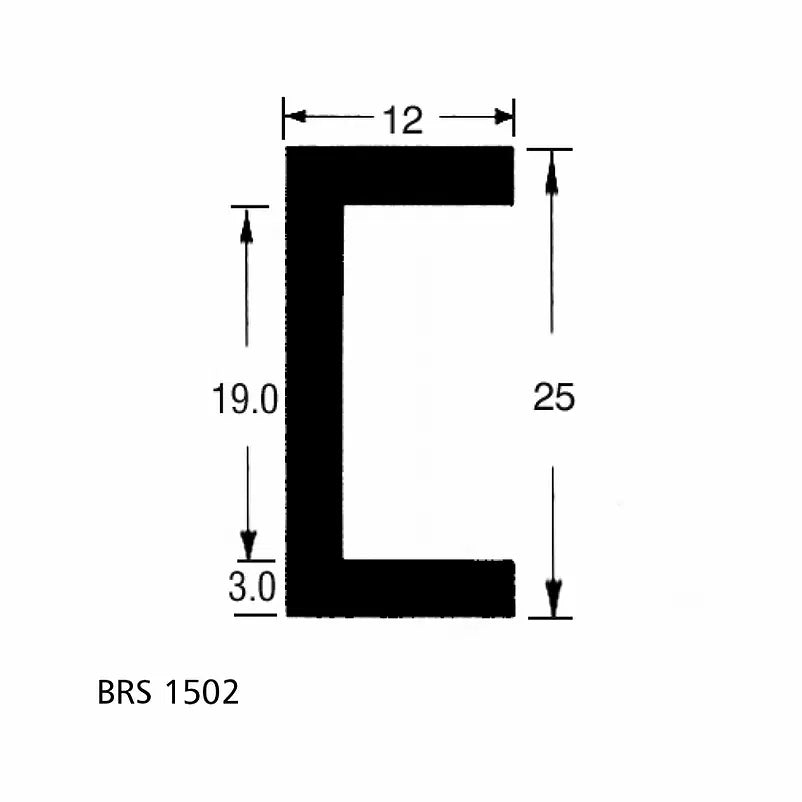TSEC1502 - Rubber U Channel Square Edging Trim Seal Fits up to - 19mm - The Seal Extrusion Company LTD