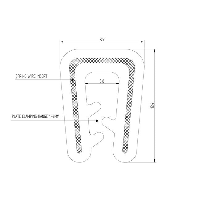 TSEC-2029 Blue SIlicone U Trim - The Seal Extrusion Company LTD